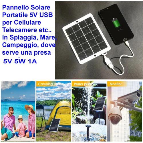 Pannello Solare 5V USB per Cellulare o Telecamera